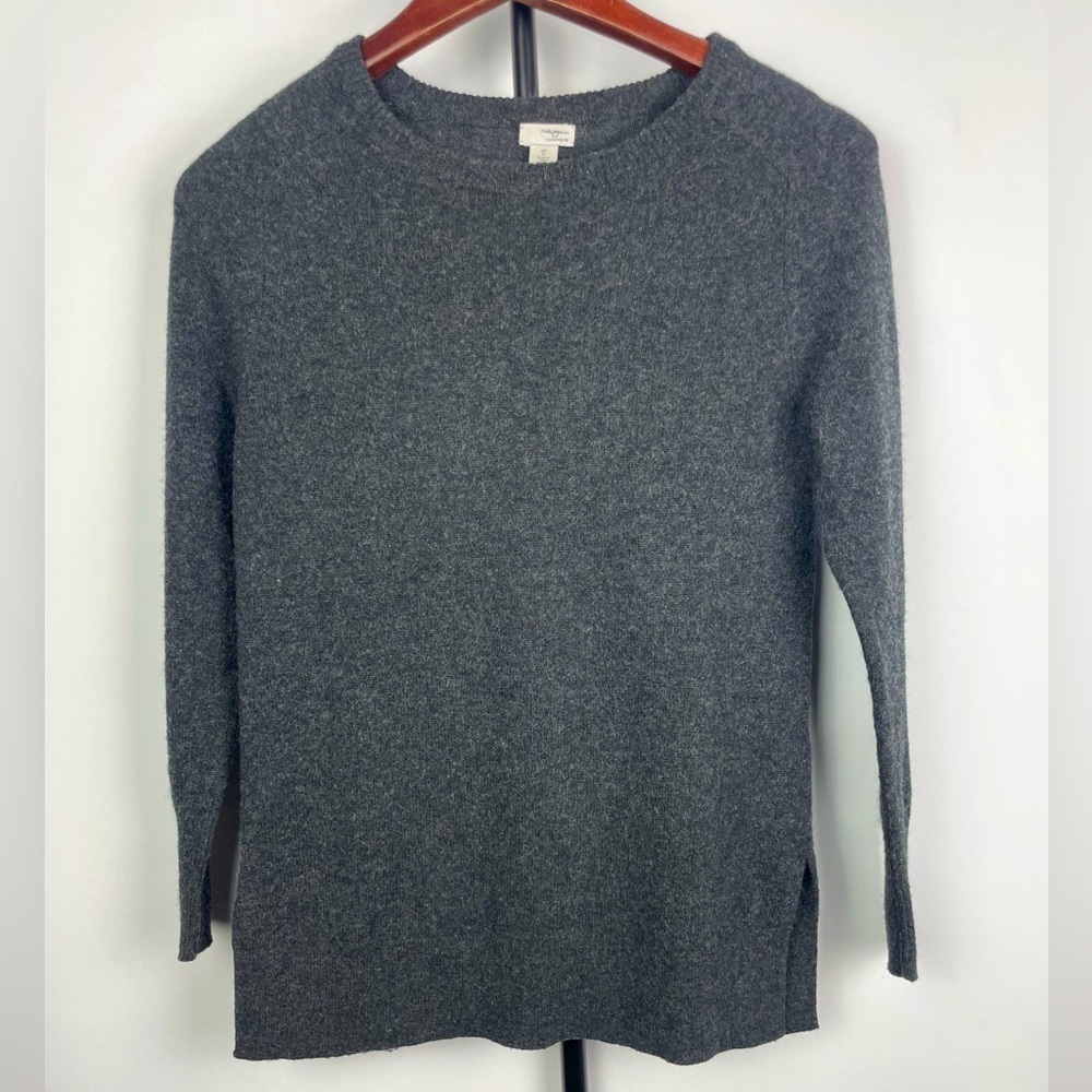 Halogen Gray 100% Cashmere Knit‎ Long Sleeve Pullover Sweater